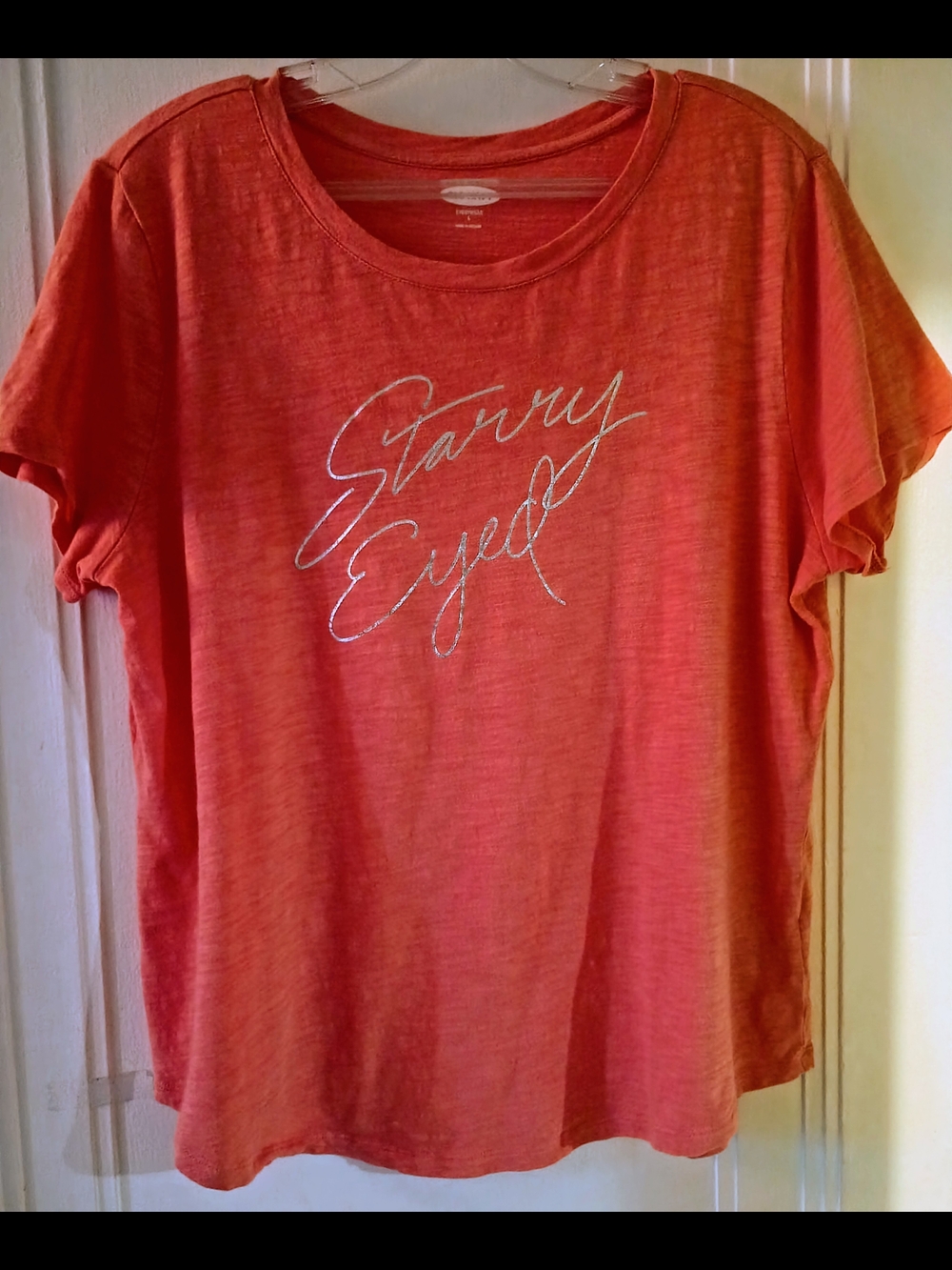 Old Navy Women's Coral 'Starry Eyed' Short Sleeve Tee 100% Cotton